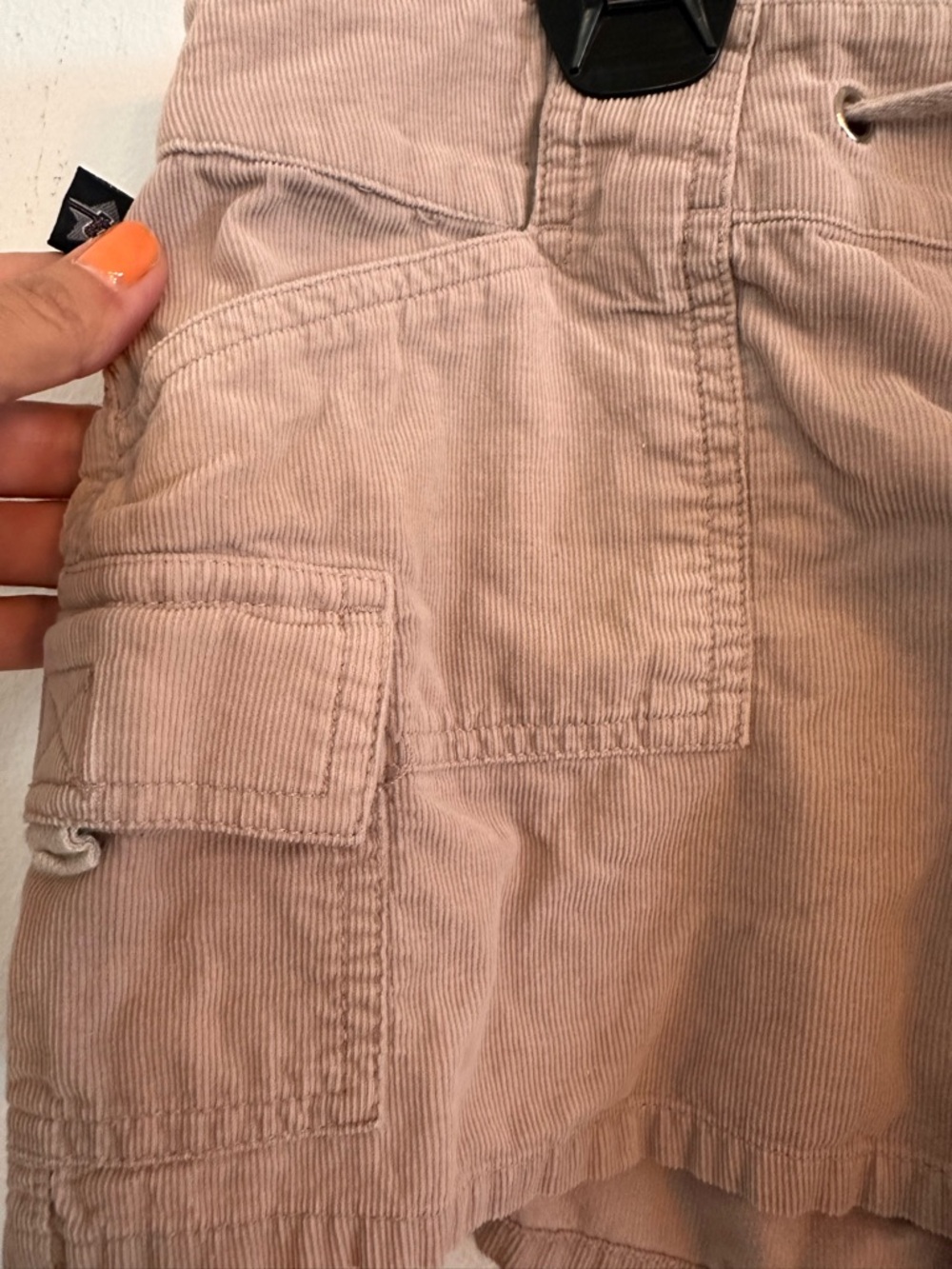 🔥 3/$20 Y2K Light Pink / Tan Corduroy Cargo Shorts Low Rise Mini Size 5 XS